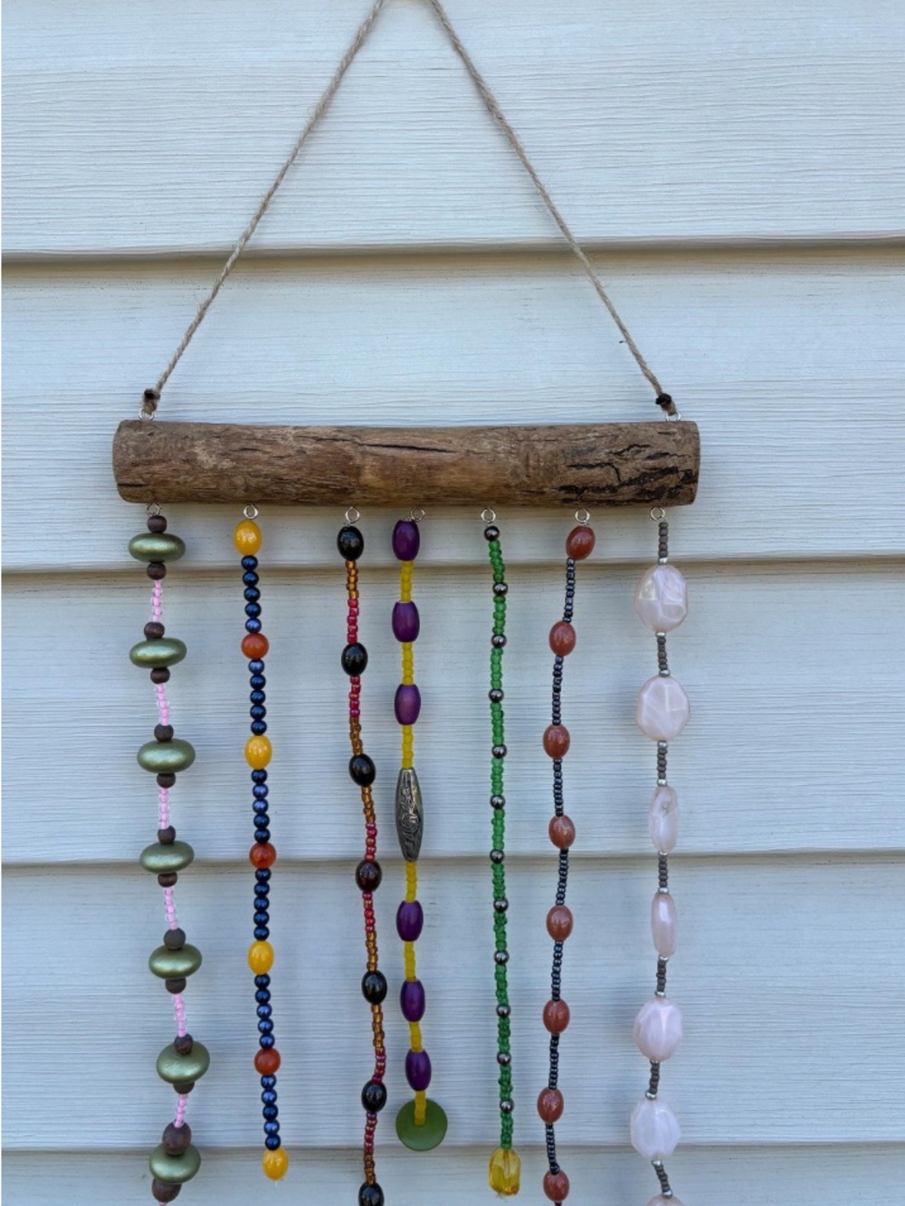 Handmade Multicolor Beaded Driftwood Wall Hanging by